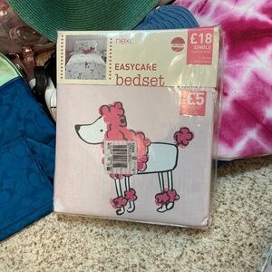 Two new kids light pink patterned single bed set from next soft.